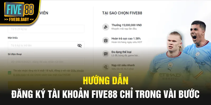 Hướng dẫn đăng ký tài khoản Five88 chỉ trong vài bước